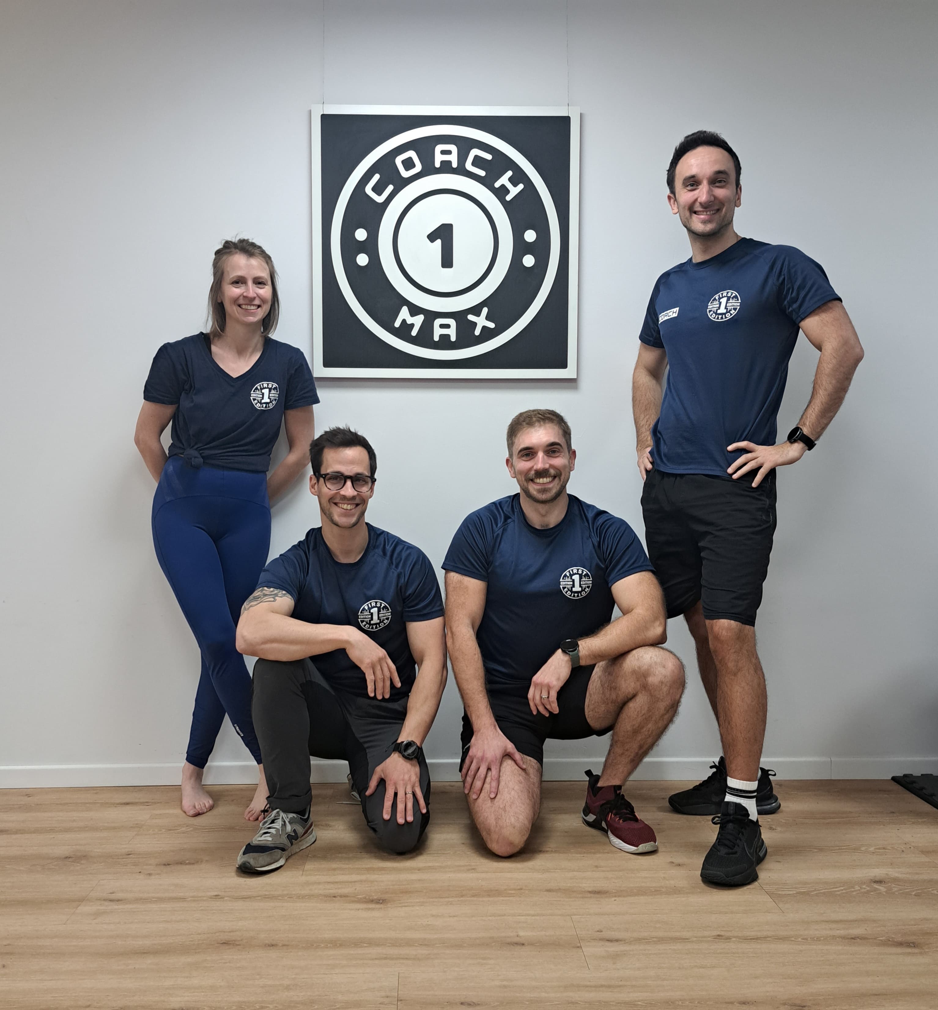 L'équipe Coach1Max — Maxime, Vinciane, Benjamin et Corentin à Braine-le-Château